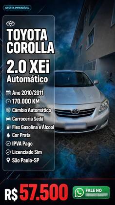 TOYOTA COROLLA 2.0 XEI 16V FLEX 4P AUTOMÁTICO TOYOTA COROLLA 2.0 XEI 16V FLEX 4P AUTOMÁTICO